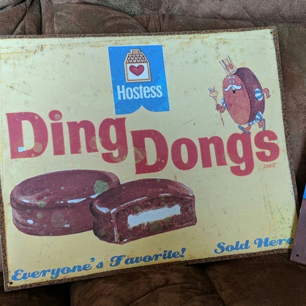 Vintage hostess ding ding metal sign